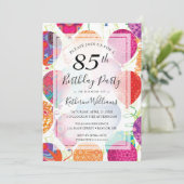 Roze Paarse ballonnen 85ste verjaardagsfeest Kaart (Staand voorkant)