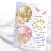 Roze Paarse ballonnen Butterfly Baby shower Kaart