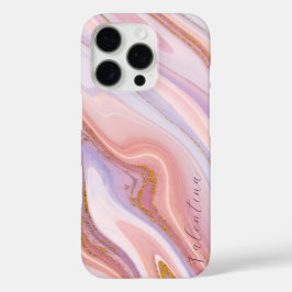Roze Paarse Berry Marmer Goud Glitter  iPhone 16 Pro Hoesje
