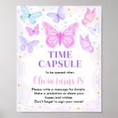 Roze Paarse Birthday Time Capsule-teken Poster (Voorkant)