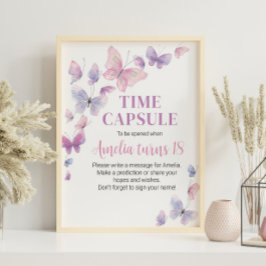 Roze Paarse Birthday Time Capsule-teken Poster