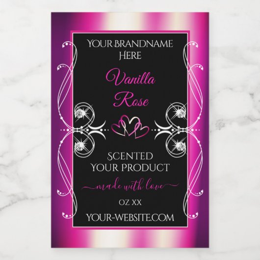 Roze Paarse Black Shimmery Diamonds Productlabels Voedselcontainer Etiket (Enkel label)