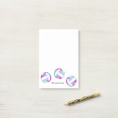 Roze paarse blauw gepersonaliseerd volleybal post-it® notes (Op bureau)