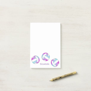 Roze paarse blauw gepersonaliseerd volleybal post-it® notes
