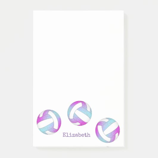 Roze paarse blauw gepersonaliseerd volleybal post-it® notes (Voorkant)
