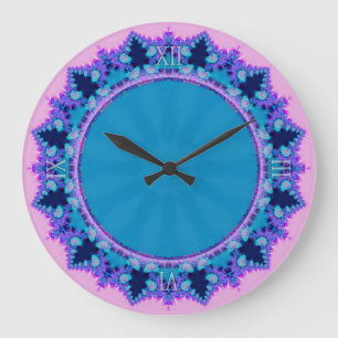Roze Paarse blauw gezicht Fractals wandklok