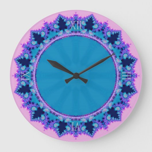 Roze Paarse blauw gezicht Fractals wandklok (Voorkant)