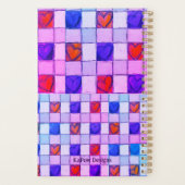 Roze paarse blauw gingham hart Planner (Achterkant)