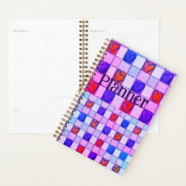 Roze paarse blauw gingham hart Planner