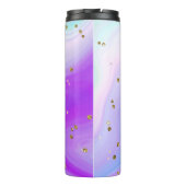 Roze Paarse Blauw Gouden Glitter Monogram Thermosbeker (Achterkant)