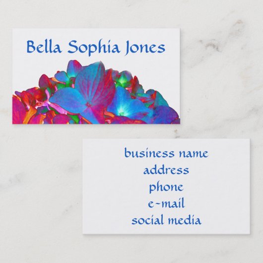 Roze paarse blauw Hydrangea bloembloem Visitekaartje (Voorkant / Achterkant)
