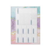 Roze Paarse Blauw Marmer Personaliseer Weekplanner Notitieblok (Linkerzijde)