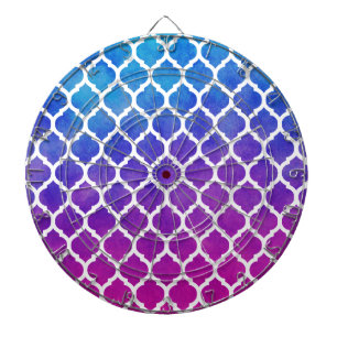 Roze Paarse blauw Ombre Marokkaanse Lattice Dartbord
