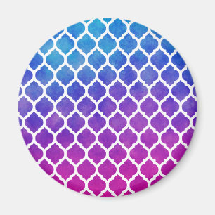 Roze Paarse blauw Ombre Marokkaanse Lattice Magneet
