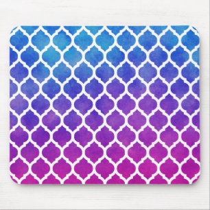 Roze Paarse blauw Ombre Marokkaanse Lattice Muismat