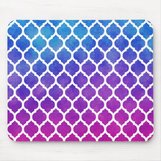 Roze Paarse blauw Ombre Marokkaanse Lattice Muismat (Voorkant)