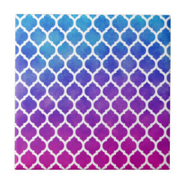 Roze Paarse blauw Ombre Marokkaanse Lattice Tegeltje