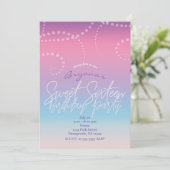Roze Paarse Blauw Sweet Sixteen 16 Party Invitatio Kaart (Staand voorkant)
