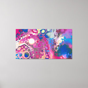 Roze, Paarse, blauwe Abstracte moderne kunst Canvas Afdruk