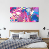 Roze, Paarse, blauwe Abstracte moderne kunst Canvas Afdruk (Insitu (Slaapkamer))