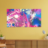 Roze, Paarse, blauwe Abstracte moderne kunst Canvas Afdruk (Insitu (Woonkamer))