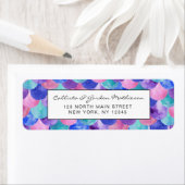 Roze Paarse blauwe Blauwgroen Waterverf Zeemeermin Etiket (Insitu)