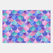 Roze Paarse blauwe Blauwgroen Waterverf Zeemeermin Inpakpapier Vel (Voorkant 3)