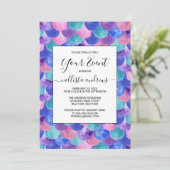 Roze Paarse blauwe Blauwgroen Waterverf Zeemeermin Kaart (Staand voorkant)