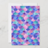 Roze Paarse blauwe Blauwgroen Waterverf Zeemeermin Kaart (Achterkant)