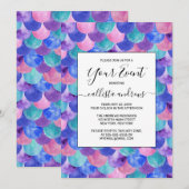 Roze Paarse blauwe Blauwgroen Waterverf Zeemeermin Kaart (Voorkant / Achterkant)