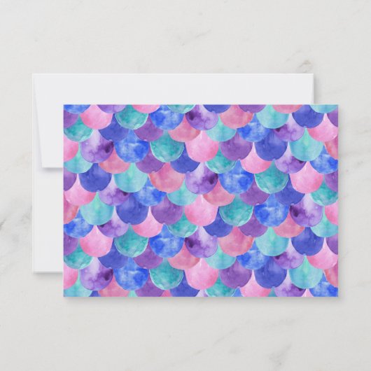 Roze Paarse blauwe Blauwgroen Waterverf Zeemeermin Save The Date (Achterkant)