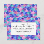 Roze Paarse blauwe Blauwgroen Waterverf Zeemeermin Save The Date (Voorkant / Achterkant)