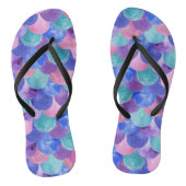 Roze Paarse blauwe Blauwgroen Waterverf Zeemeermin Teenslippers (Voetbed)