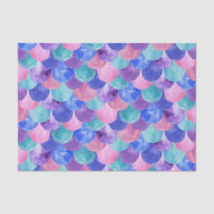 Roze Paarse blauwe Blauwgroen Waterverf Zeemeermin Tissuepapier