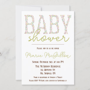 Roze, Paarse, Blauwe, Bloemen Baby shower Kaart