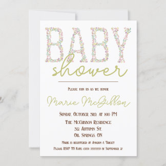 Roze, Paarse, Blauwe, Bloemen Baby shower Kaart