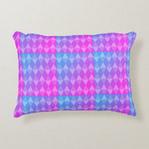 Roze, Paarse, Blauwe Diamant Patroon Accent Kussen