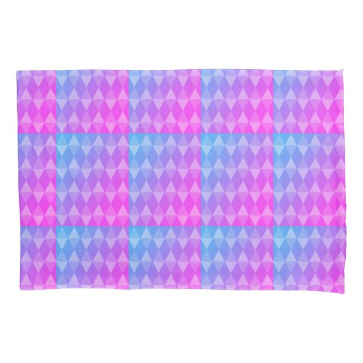 Roze, Paarse, Blauwe Diamant Patroon Kussensloop (Voorkant)