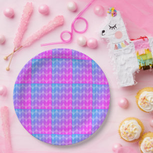 Roze, Paarse, Blauwe Diamant Patroon Papieren Bordje