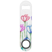 Roze Paarse blauwe en rode Waterverf Tulip Monogra Speed Flessenopener (Achterkant)