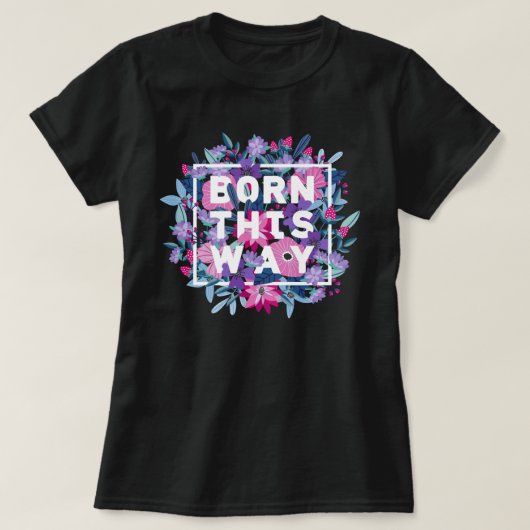 Roze Paarse Blauwe Floral Bi Pride T-shirt (Design voorkant)