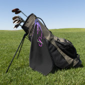 Roze Paarse blauwe glazen druppels monogram naam Golfhanddoek (Groen)