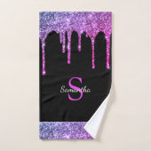 Roze Paarse blauwe glitter Drivers zwarte monogram Bad Handdoek (Handdoek)