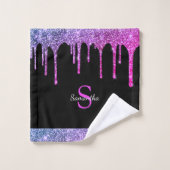 Roze Paarse blauwe glitter Drivers zwarte monogram Bad Handdoek (Wasdoekje)