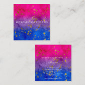 Roze Paarse blauwe goudsterren Sparkle Beaukle Sty Vierkante Visitekaartje (Voorkant / Achterkant)