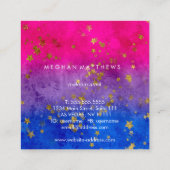 Roze Paarse blauwe goudsterren Sparkle Beaukle Sty Vierkante Visitekaartje (Achterkant)