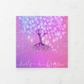 Roze Paarse blauwe hemelboom bruiloft Drieluik Uitnodiging (Cover)