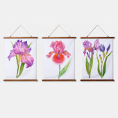 Roze Paarse Blauwe Iris Flowers Florence Waterverf Hangend Wandkleed (Driedubbel)