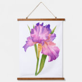 Roze Paarse Blauwe Iris Flowers Florence Waterverf Hangend Wandkleed (Voorkant)