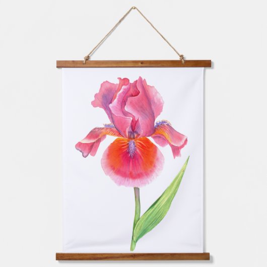 Roze Paarse Blauwe Iris Flowers Florence Waterverf Hangend Wandkleed (Voorkant 2)